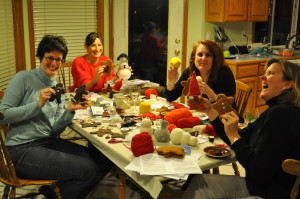 Jill, Anne, Val and Elaine.  Assembling our Christmas toys!