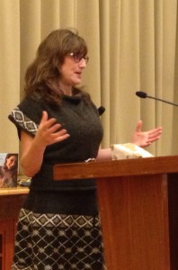 Yes, I made this outfit!  It is the Columbia Suit, and yes, the pattern is in "Annetarsia Knits".  Numerous people came up to ask, after my talk.  I should have explained about the outfit during the talk, but honestly - I forgot that I was wearing it! 