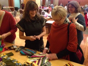 Knitters came up after the talk to get a closer look at the knitting, get personal clarification on the technique, or ask questions.  The Hundred Raven/Astoria sock was a big hit!