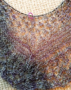 Close up of the knitting.