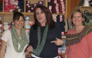 The time we all made Moebius scarves.  Anne, Val, and Elaine, at Molehill Farm