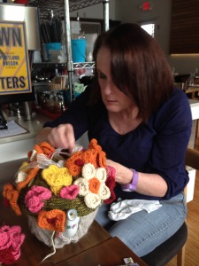 Val Allen arranging the flowers, as we select which ones to send in to Interweave for the Jane Austen Special issue.