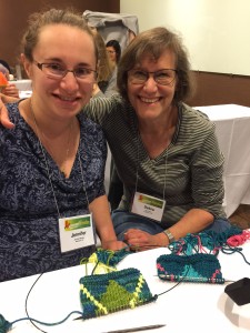 I just heard that Jennifer (on the left) gave birth to a healthy baby girl, Amelia Rose.  That is her proud gramma, Debra, on the right.  I loved meeting this mother/daughter team at Stitches West, and wish them and Amelia all happiness!