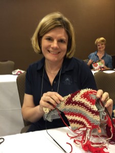 Helen, who visited us from Switzerland!  She took to intarsia garter stitch very easily, and was zigging and zagging before I knew it.