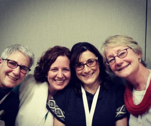 Four of Craftsy's knitting instructors happen to be named "Anne" or "Ann"!  Here we are together - from left to right, Anne Hanson, Anne Weil, Anne Berk, Ann Budd